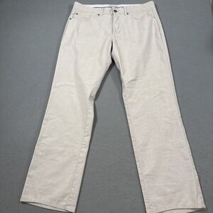 PANTS GOLF Peter Millar Mens 34/32 Gray Five-Pocket Stretch Casual Chino Cotton